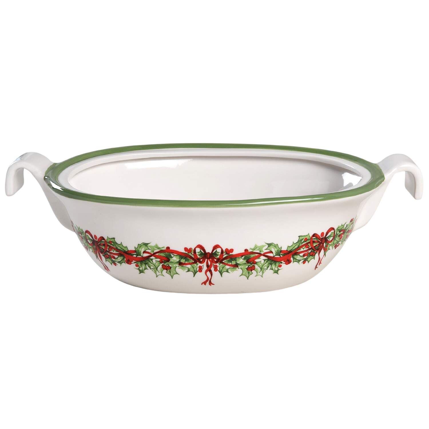 Holiday Celebrations (Green Trim) Oval Vegetable No Lid by Christopher Radko-1