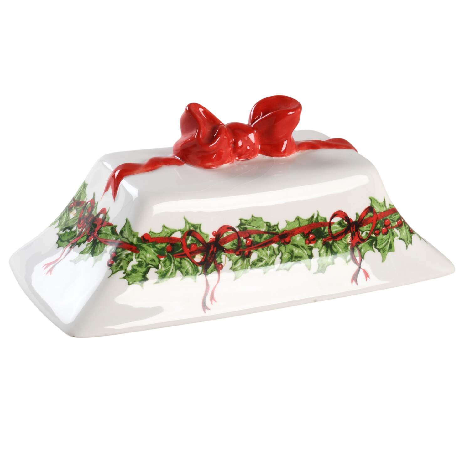 Holiday Celebrations (Green Trim) Lid for 1/4 Lb Butter by Christopher Radko-1