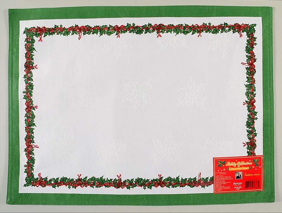 Holiday Celebrations (Green Trim) Cloth Placemat by Christopher Radko-1