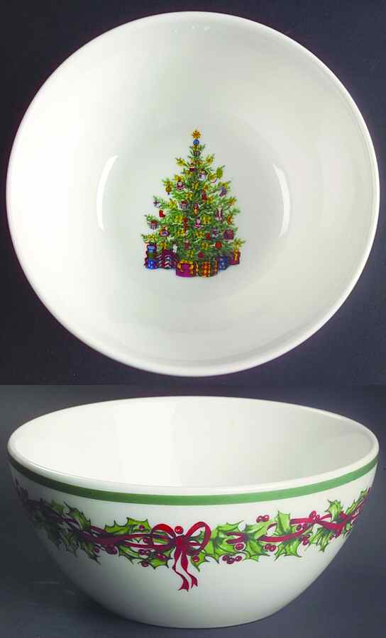 Holiday Celebrations (Green Trim) Soup/Cereal Bowl by Christopher Radko-1