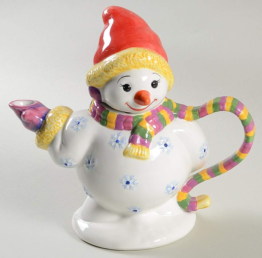 Holiday Celebrations (Green Trim) Figural Teapot & Lid by Christopher Radko-1