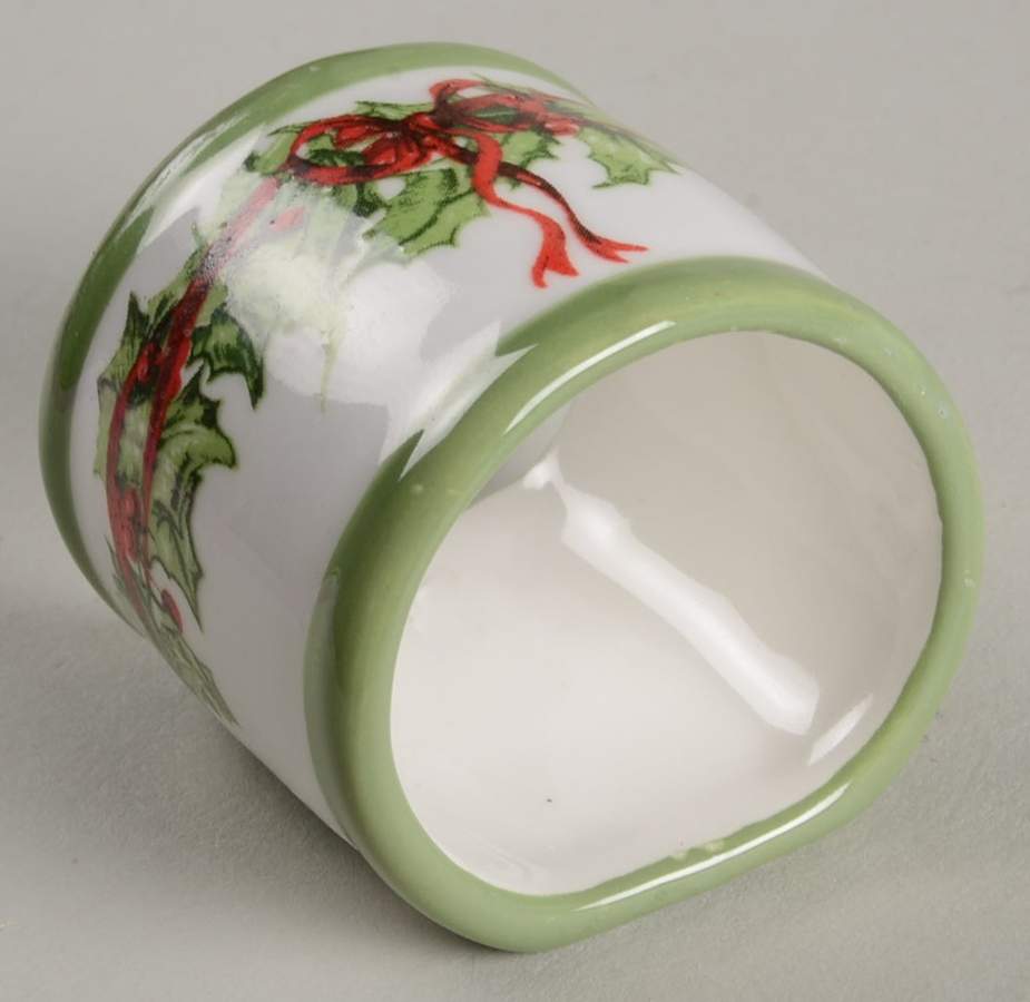 Holiday Celebrations (Green Trim) Napkin Ring by Christopher Radko-1