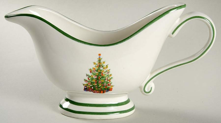 Holiday Celebrations (Green Trim) Gravy Boat by Christopher Radko-1
