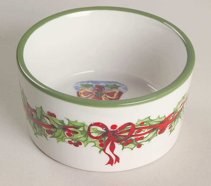 Holiday Celebrations (Green Trim) Ramekin by Christopher Radko-1