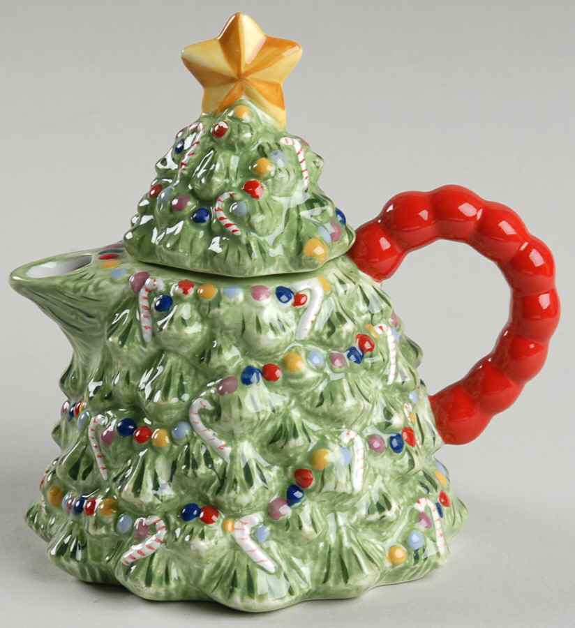 Holiday Celebrations (Green Trim) Figural Creamer & Lid by Christopher Radko-1