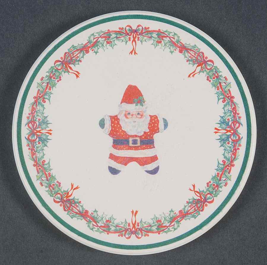 Holiday Celebrations (Green Trim) Cork Back Round Coaster by Christopher Radko-1
