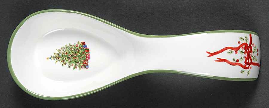 Holiday Celebrations (Green Trim) Spoon Rest/Holder (Holds 1 Spoon) by Christopher Radko-1