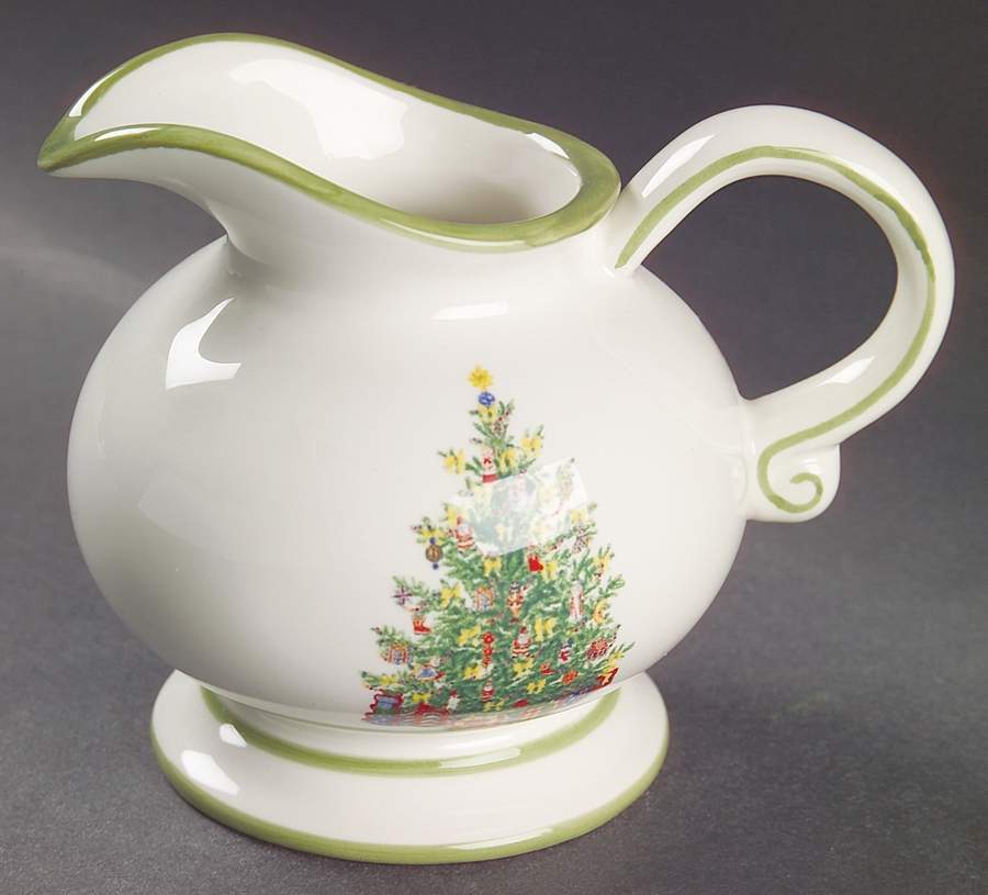 Holiday Celebrations (Green Trim) Creamer by Christopher Radko-1