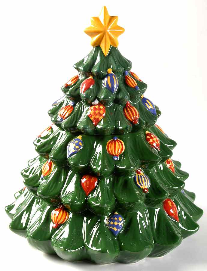Holiday Celebrations (Green Trim) Figural Cookie Jar & Lid by Christopher Radko-1