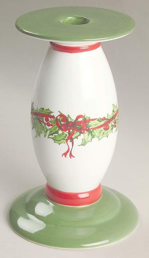 Holiday Celebrations (Green Trim) 6" Candlestick by Christopher Radko-1