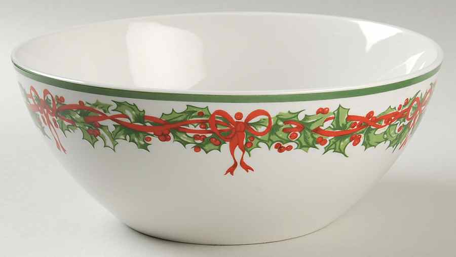 Holiday Celebrations (Green Trim) 9" Round Vegetable Bowl by Christopher Radko-1