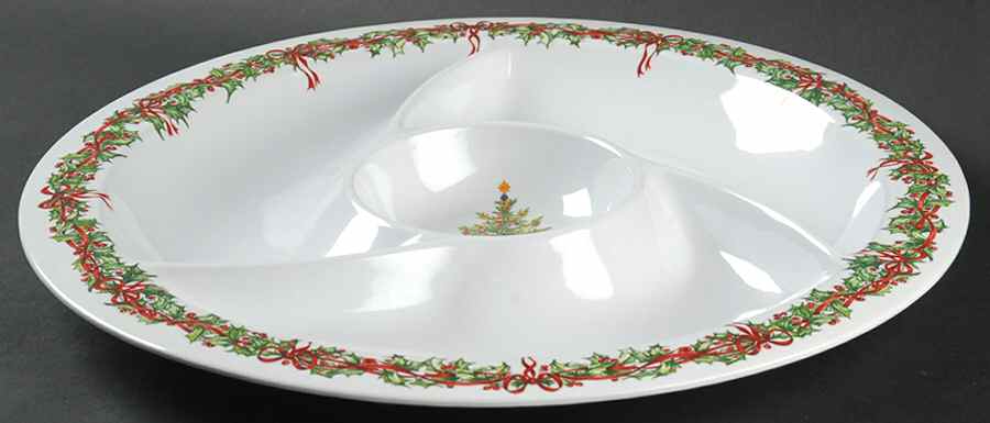 Holiday Celebrations (Green Trim) 1 Piece Melamine Chip & Dip by Christopher Radko-1