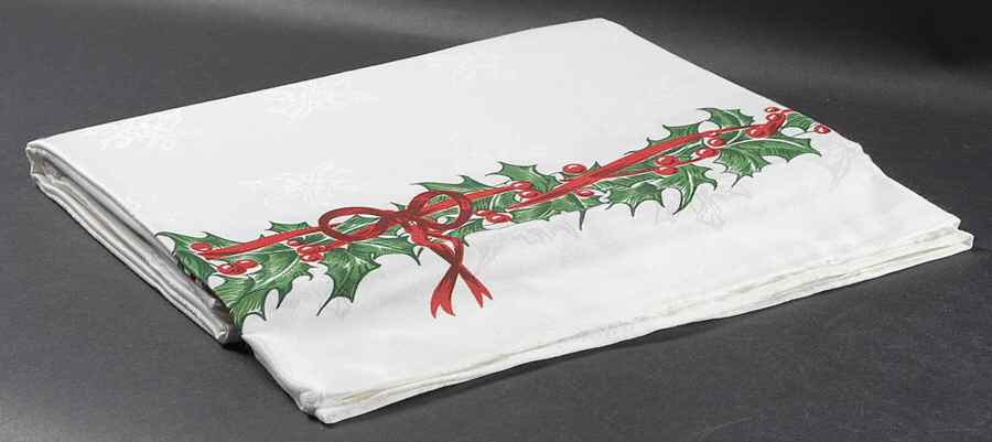 Holiday Celebrations (Green Trim) 60" X 84" Oblong Tablecloth by Christopher Radko-1
