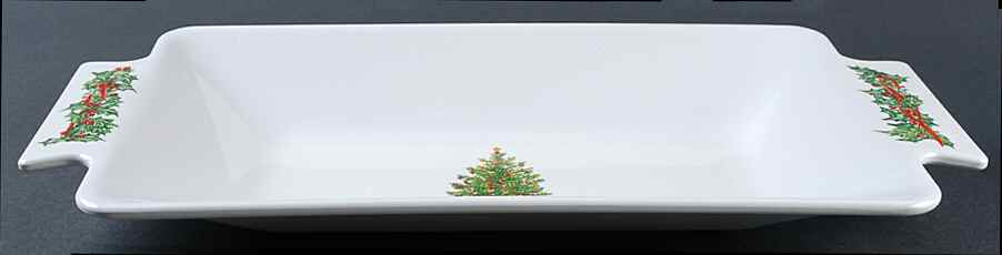 Holiday Celebrations (Green Trim) 16" Melamine Sandwich Tray by Christopher Radko-1