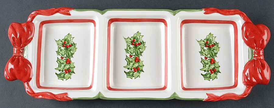 Holiday Celebrations (Green Trim) 3-Part Relish by Christopher Radko-1