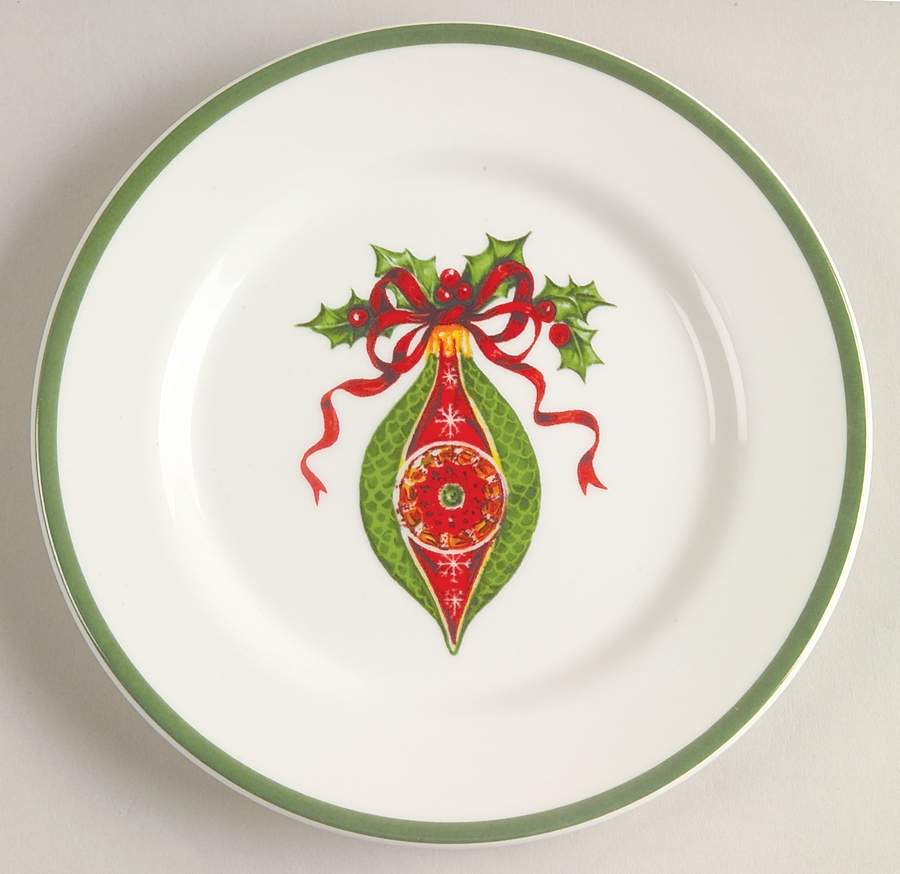 Holiday Celebrations (Green Trim) Canape Plate by Christopher Radko-1