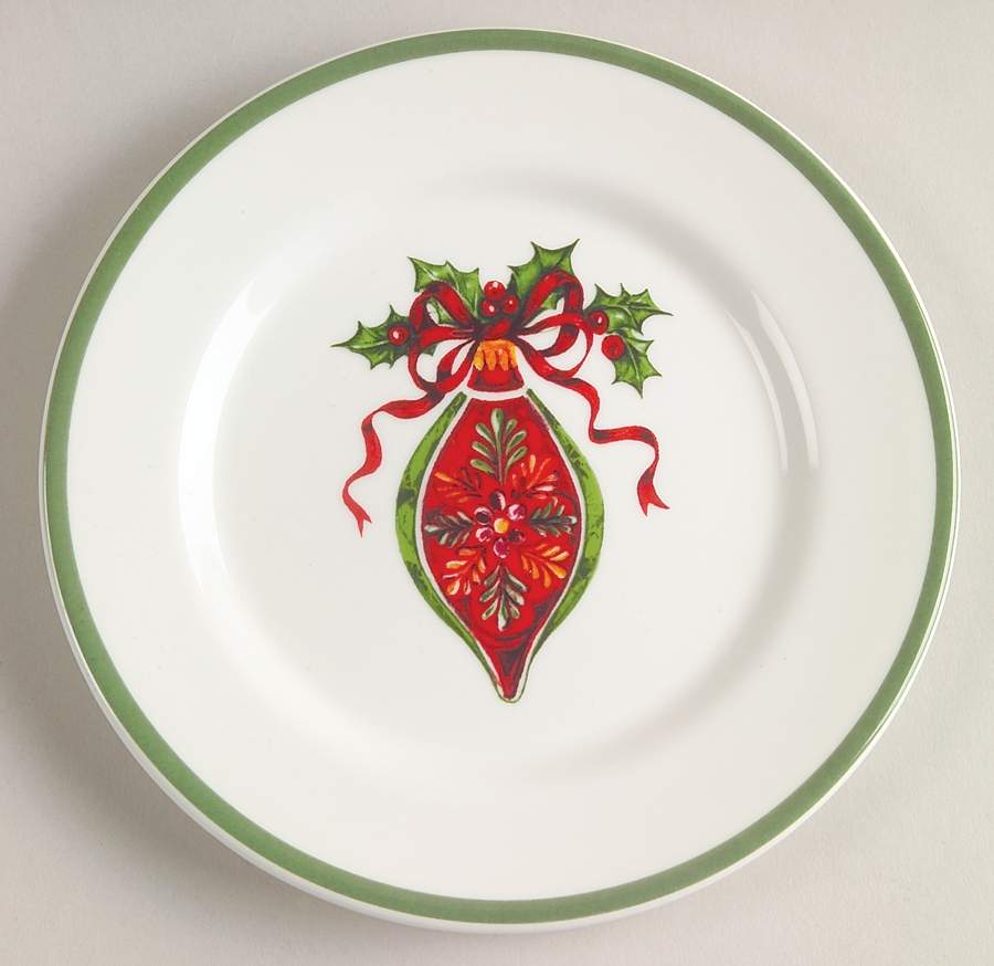 Holiday Celebrations (Green Trim) Canape Plate by Christopher Radko-1