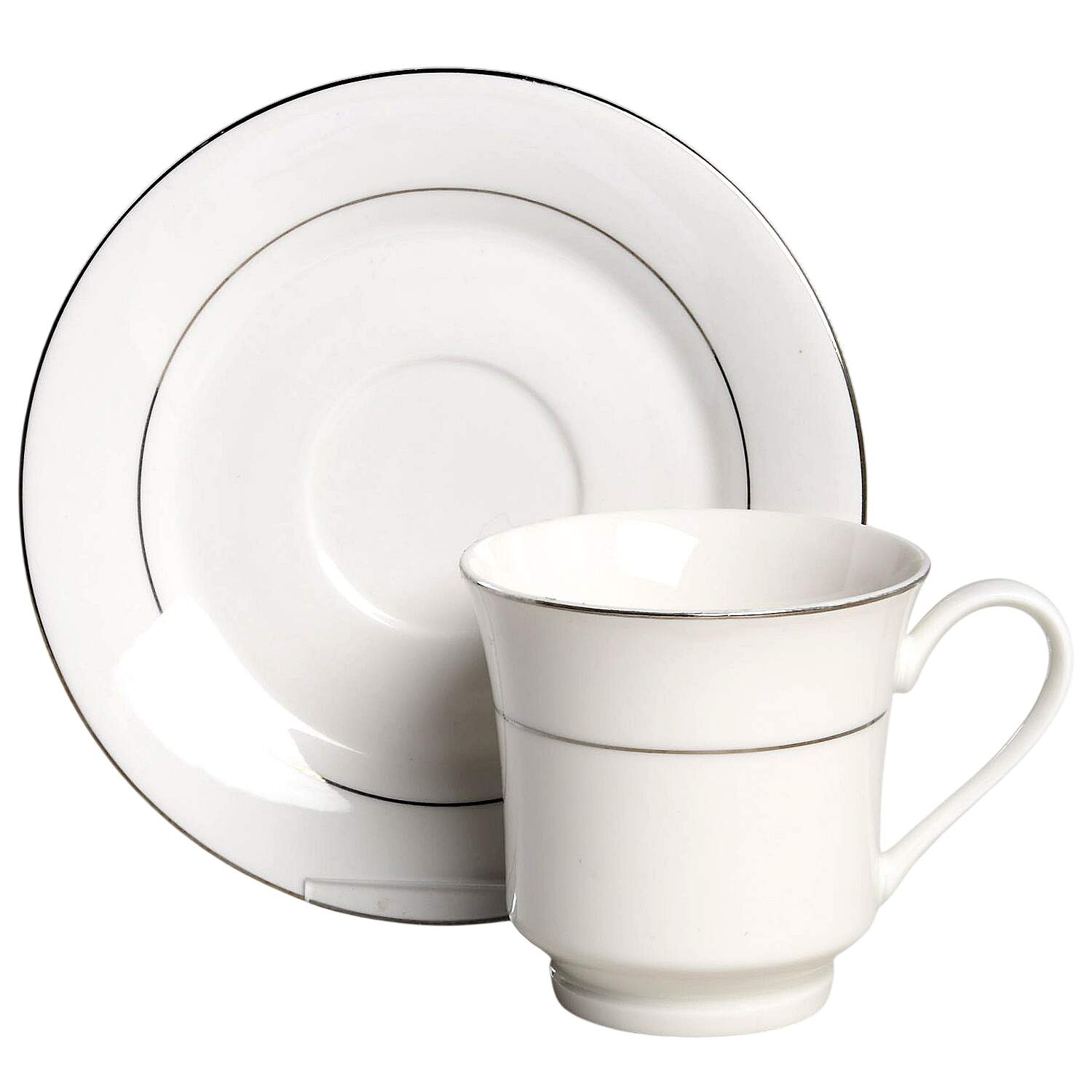 Classic Platinum Footed Cup & Saucer Set by China (Made in China)-1
