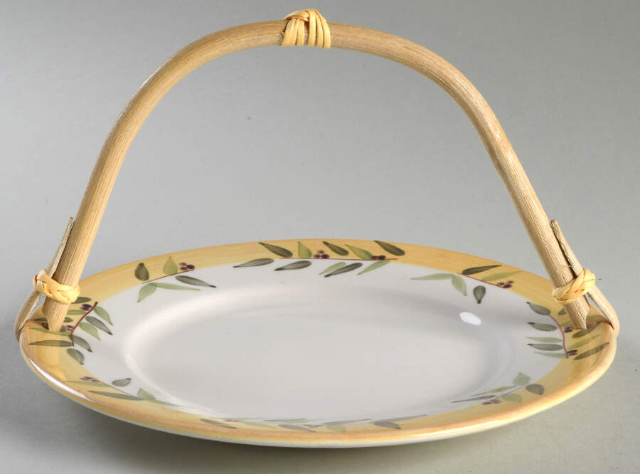 Brittany 5 3/8"-5 5/8" Bamboo Handled Serving Plate  HC by Crate & Barrel-1