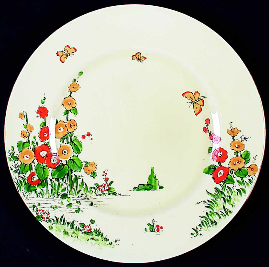 Hollyhock Luncheon Plate by Crown Staffordshire-1
