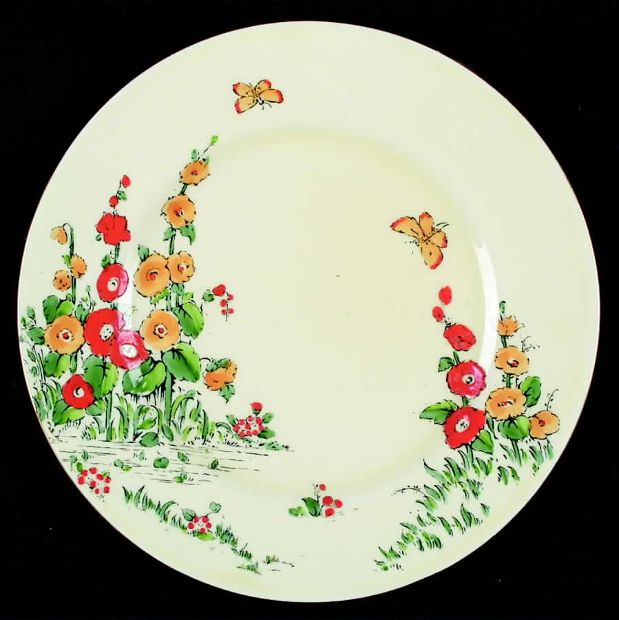 Hollyhock Salad Plate by Crown Staffordshire-1