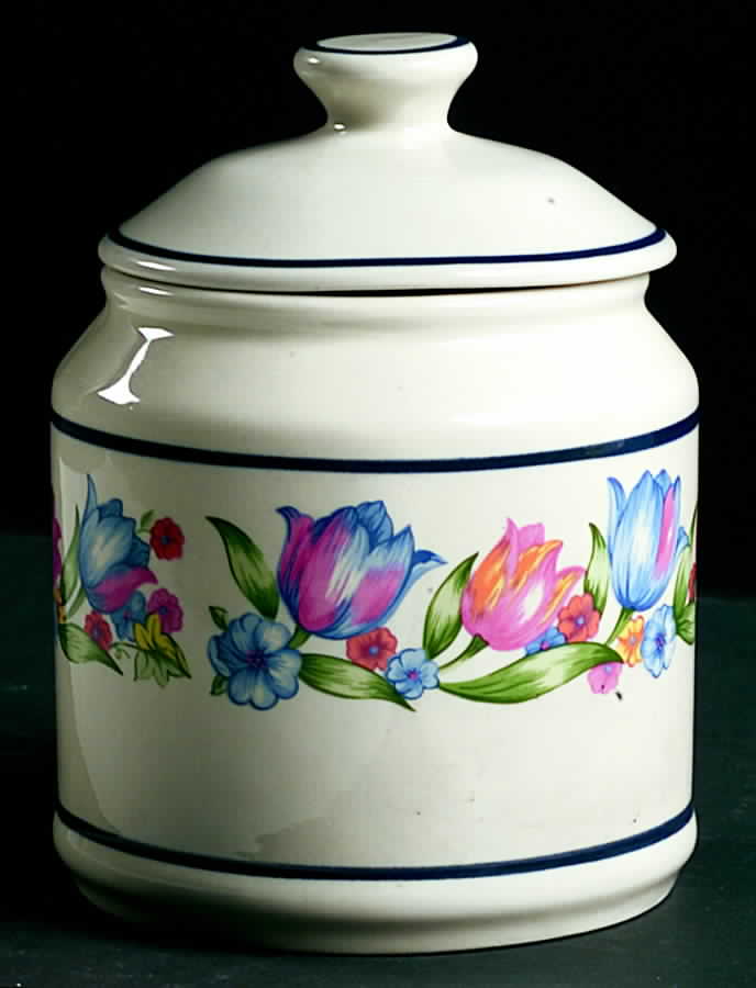 Fresh Cut (Blue Bands, Corelle) Small Canister & Lid by Corning Corelle-1