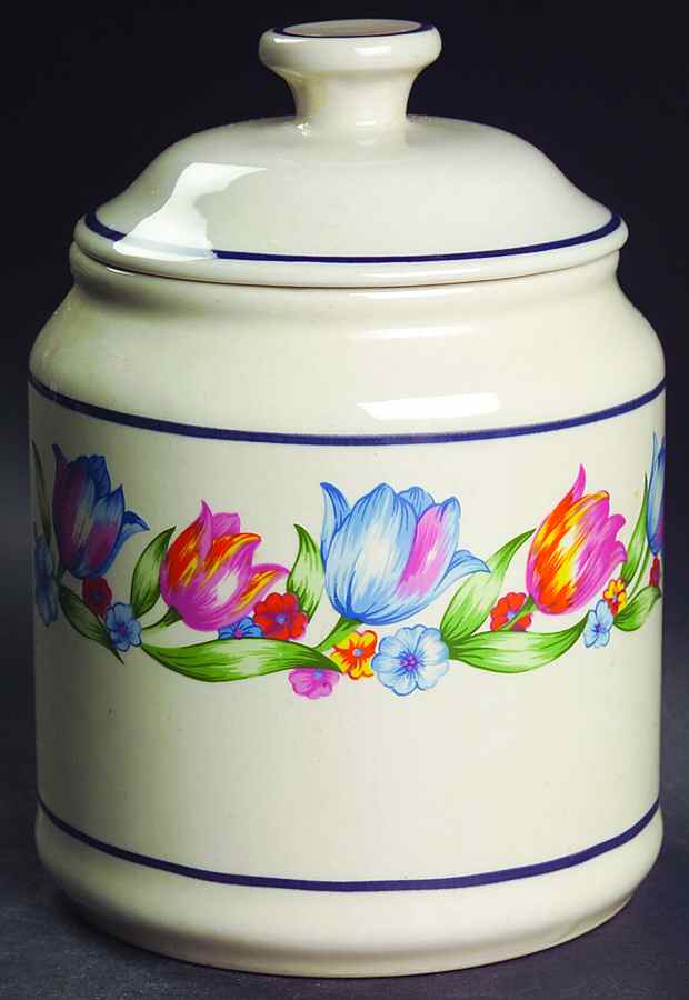 Fresh Cut (Blue Bands, Corelle) Medium Canister & Lid by Corning Corelle-1