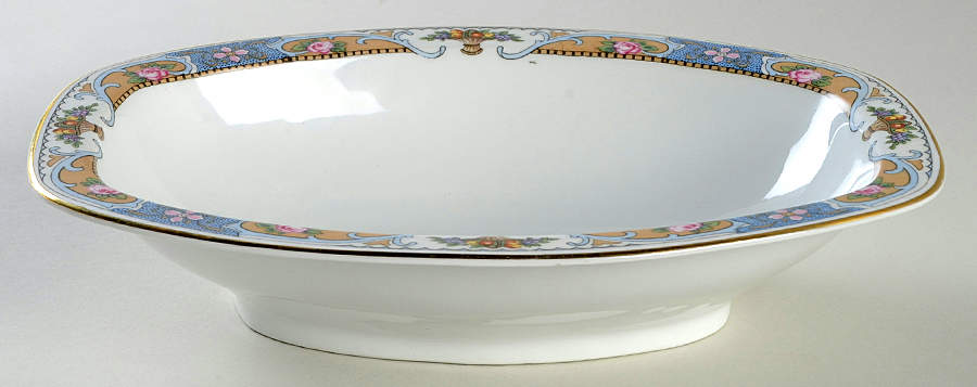 Rosari (Smooth, Fruit Basket, Blue) 10" Oval Vegetable Bowl by Black Knight-1