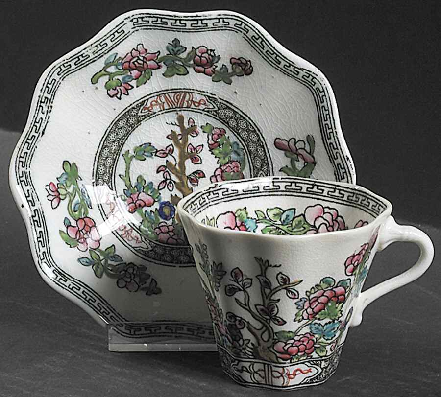 Indian Tree Flat Cup & Saucer Set by Coalport-1