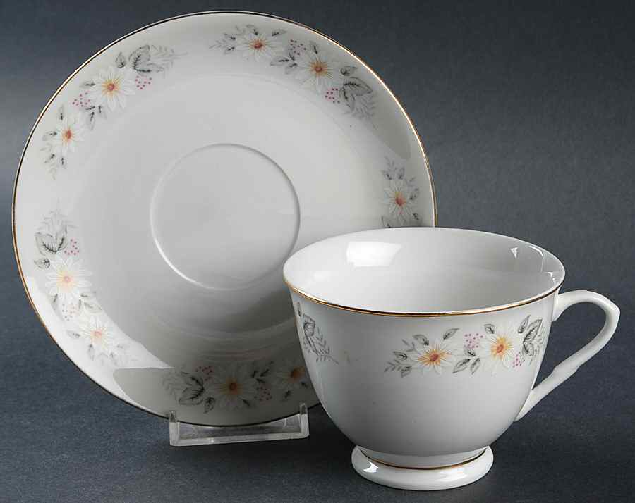Snowflower Footed Cup & Saucer Set by China (Made in China)-1