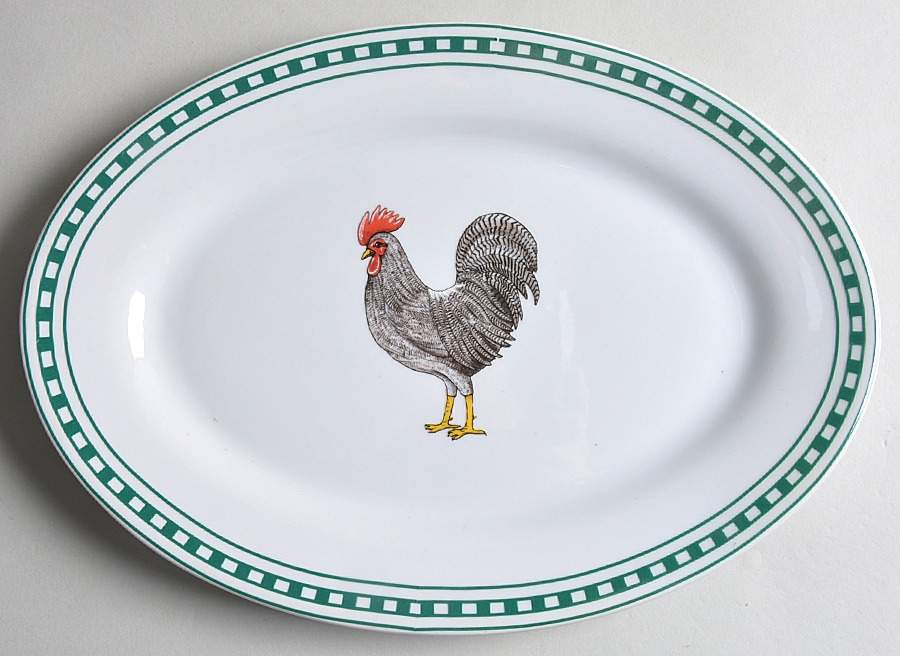 Rooster 12" Oval Serving Platter by BIA Cordon Bleu-1