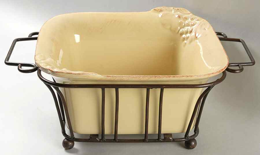 Madeira Harvest (Dijon Gold) 9" Square Baker & Metal Stand by Casafina-1