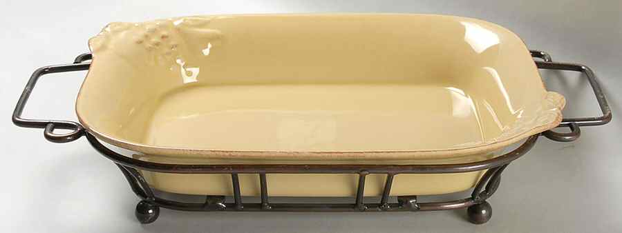 Madeira Harvest (Dijon Gold) 11" Rectangular Baker & Metal Stand by Casafina-1