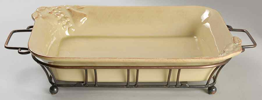 Madeira Harvest (Dijon Gold) 14" Rectangular Baker W/Metal Stand by Casafina-1