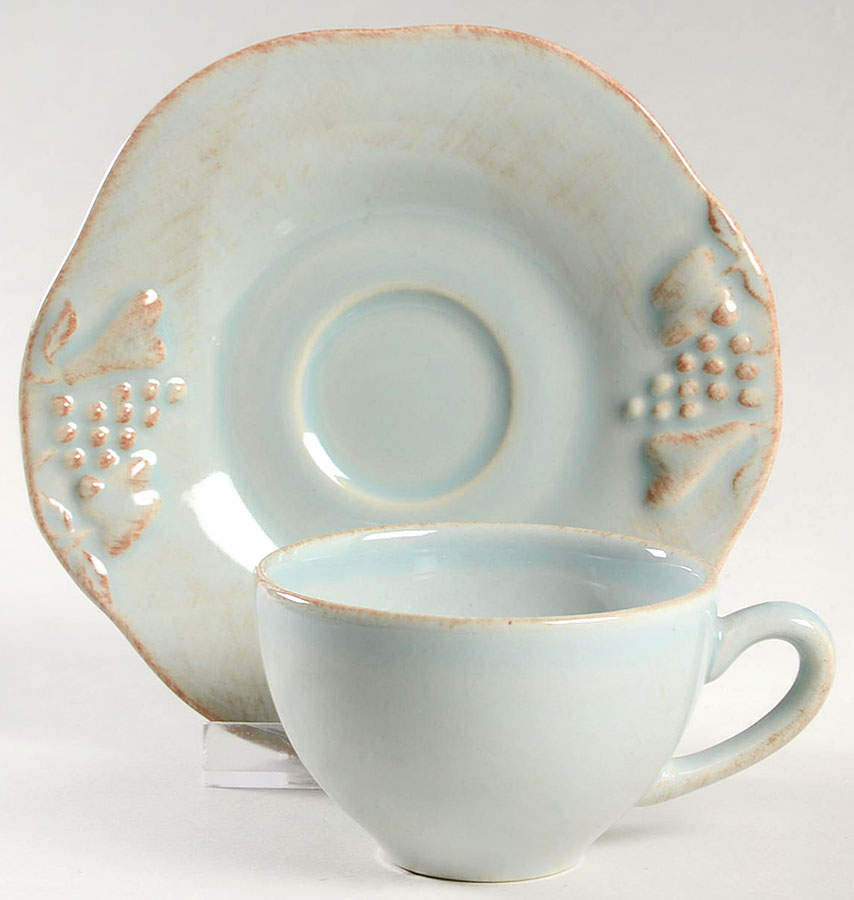 Madeira Harvest (Robin's Egg Blue) Flat Demitasse Cup & Saucer Set by Casafina-1