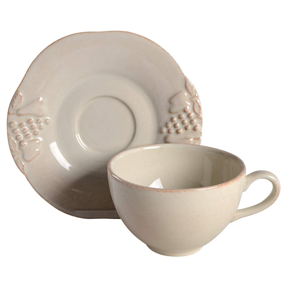 Madeira Harvest (Vanilla Creme) Flat Cup & Saucer Set by Casafina-1