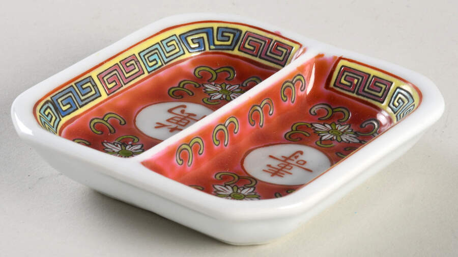 Mun Shou Longevity-Red Divided Sauce Dip by China (Made in China)-1