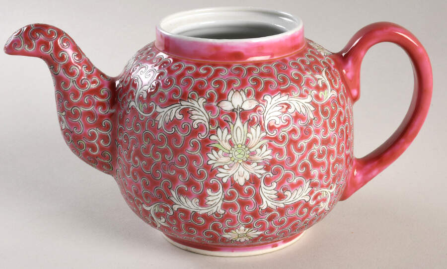 Mun Shou Longevity-Red Small Teapot No Lid by China (Made in China)-1