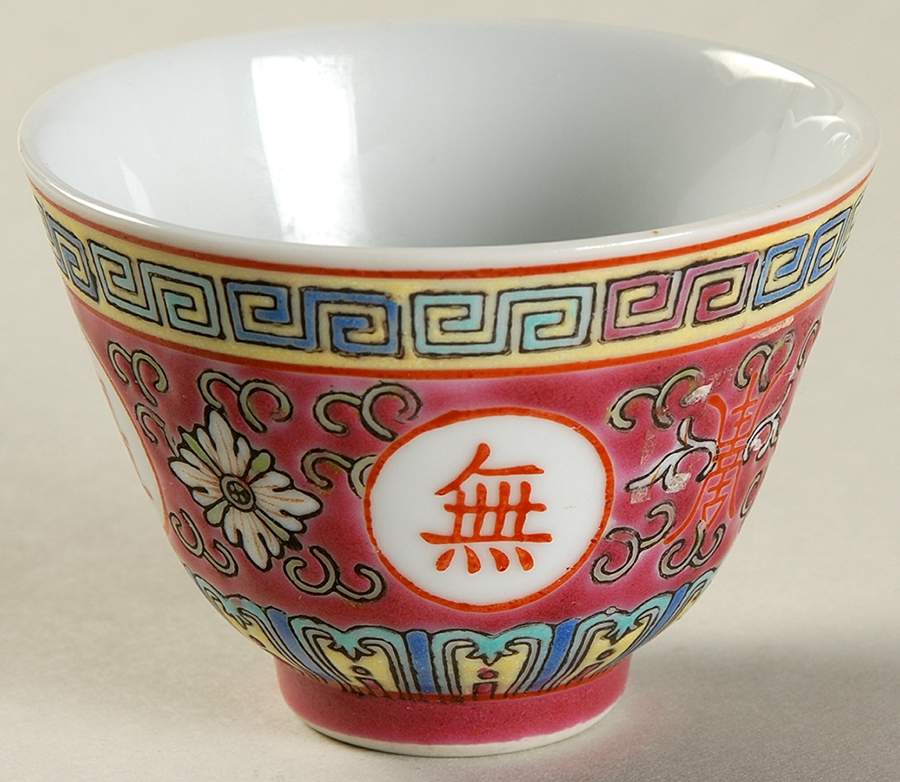 Mun Shou Longevity-Red Cup No Handle by China (Made in China)-1