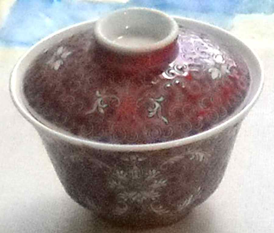 Mun Shou Longevity-Red Sugar Bowl & Lid by China (Made in China)-1
