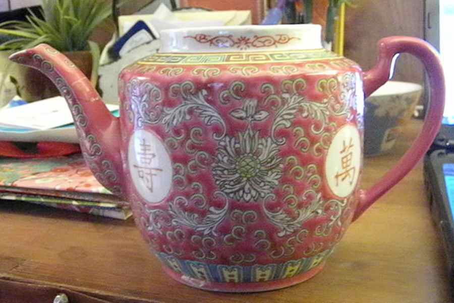 Mun Shou Longevity-Red Teapot No Lid by China (Made in China)-1