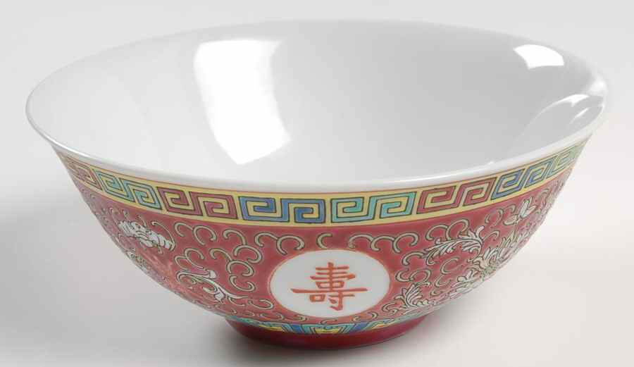 Mun Shou Longevity-Red 6" Round Serving Bowl by China (Made in China)-1
