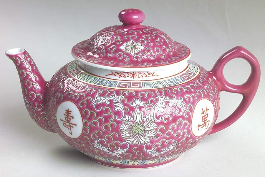 Mun Shou Longevity-Red Teapot & Lid by China (Made in China)-1