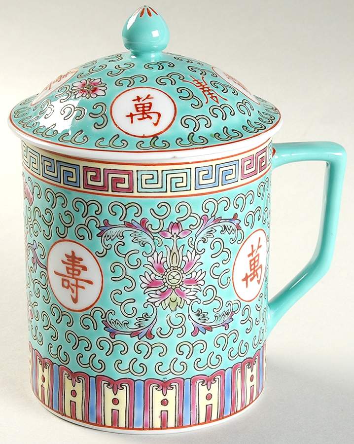 Mun Shou Longevity Green Mug & Lid by China (Made in China)-1