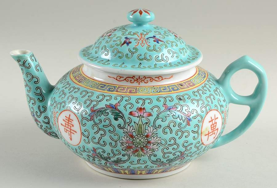 Mun Shou Longevity Green Teapot & Lid by China (Made in China)-1