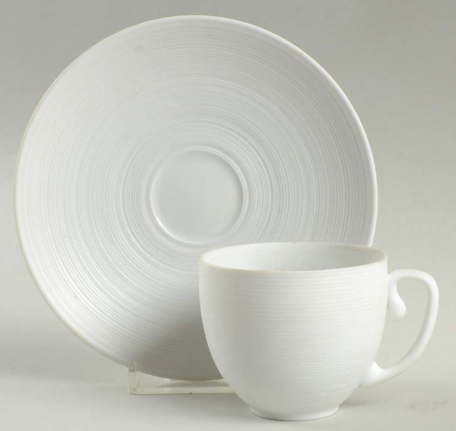 Hemisphere White Flat Demitasse Cup & Saucer Set by Jean Louis Coquet-1