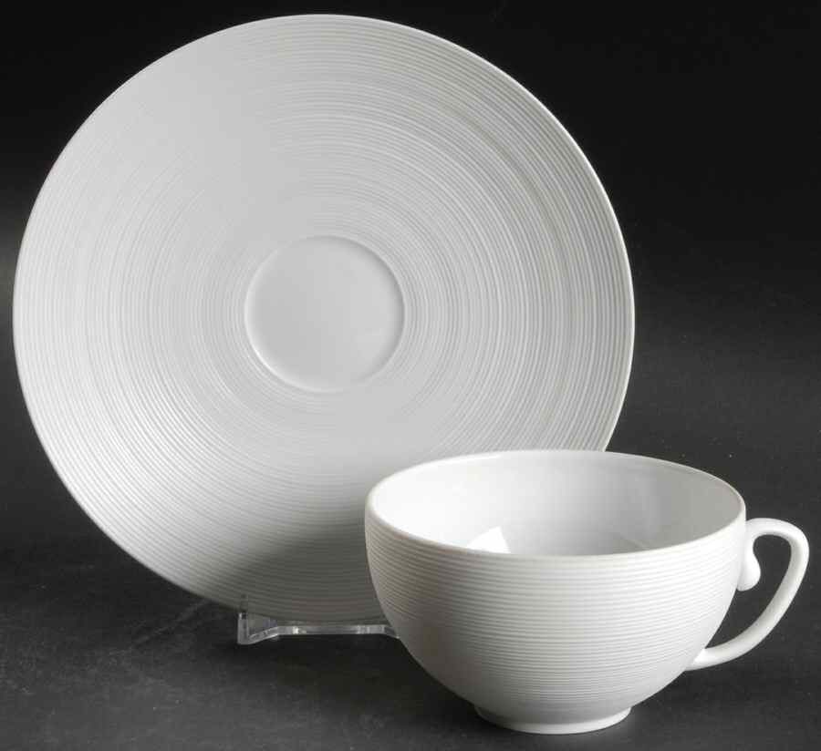 Hemisphere White Flat Cup & Saucer Set by Jean Louis Coquet-1