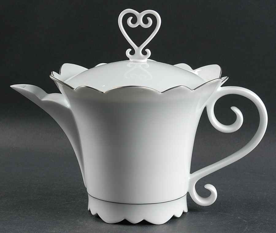 Samoa Platinum (Platinum Trim and Verge) Tea/Coffee Pot & Lid by Jean Louis Coquet-1