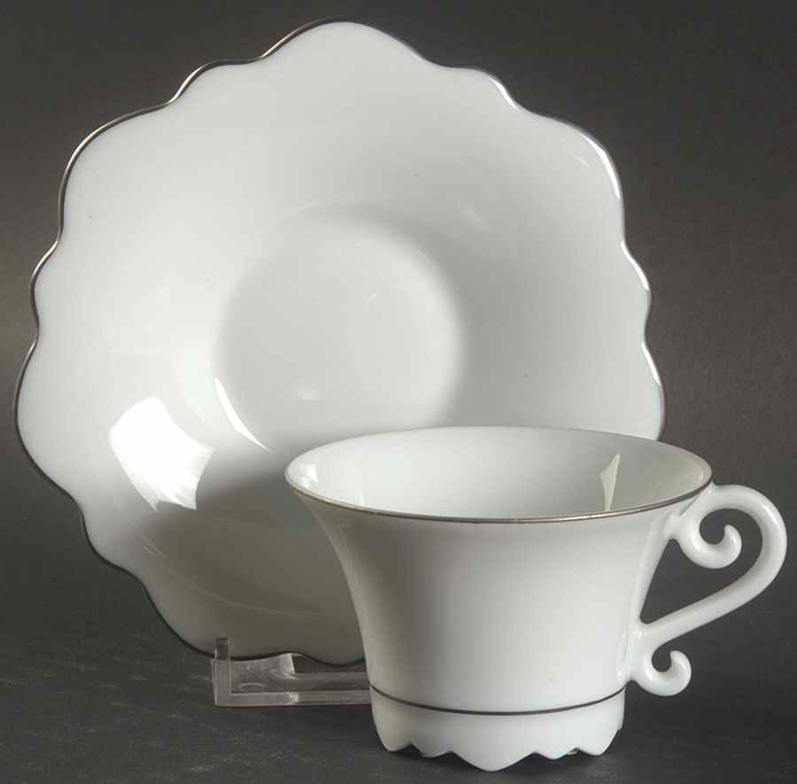 Samoa Platinum (Platinum Trim and Verge) Flat Demitasse Cup & Saucer Set by Jean Louis Coquet-1