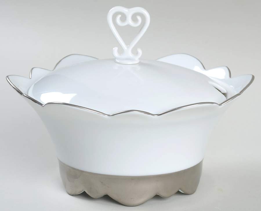 Samoa Platinum (Platinum Trim and Verge) Sauce Boat & Lid by Jean Louis Coquet-1